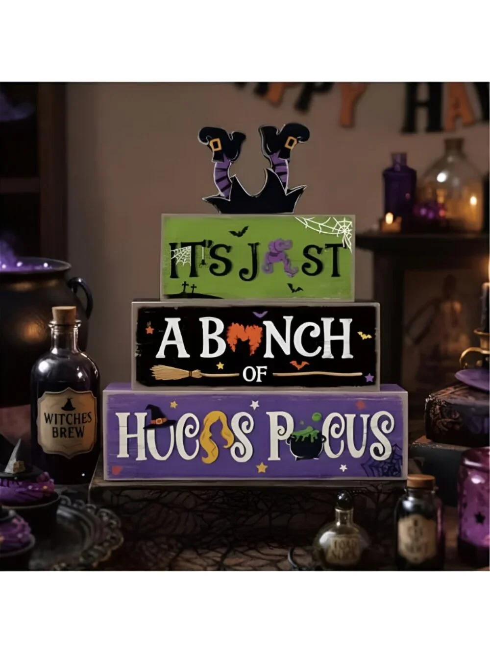 Hocus Pocus Decor, Vintage Halloween Decorations Indoor Table Sign for Home